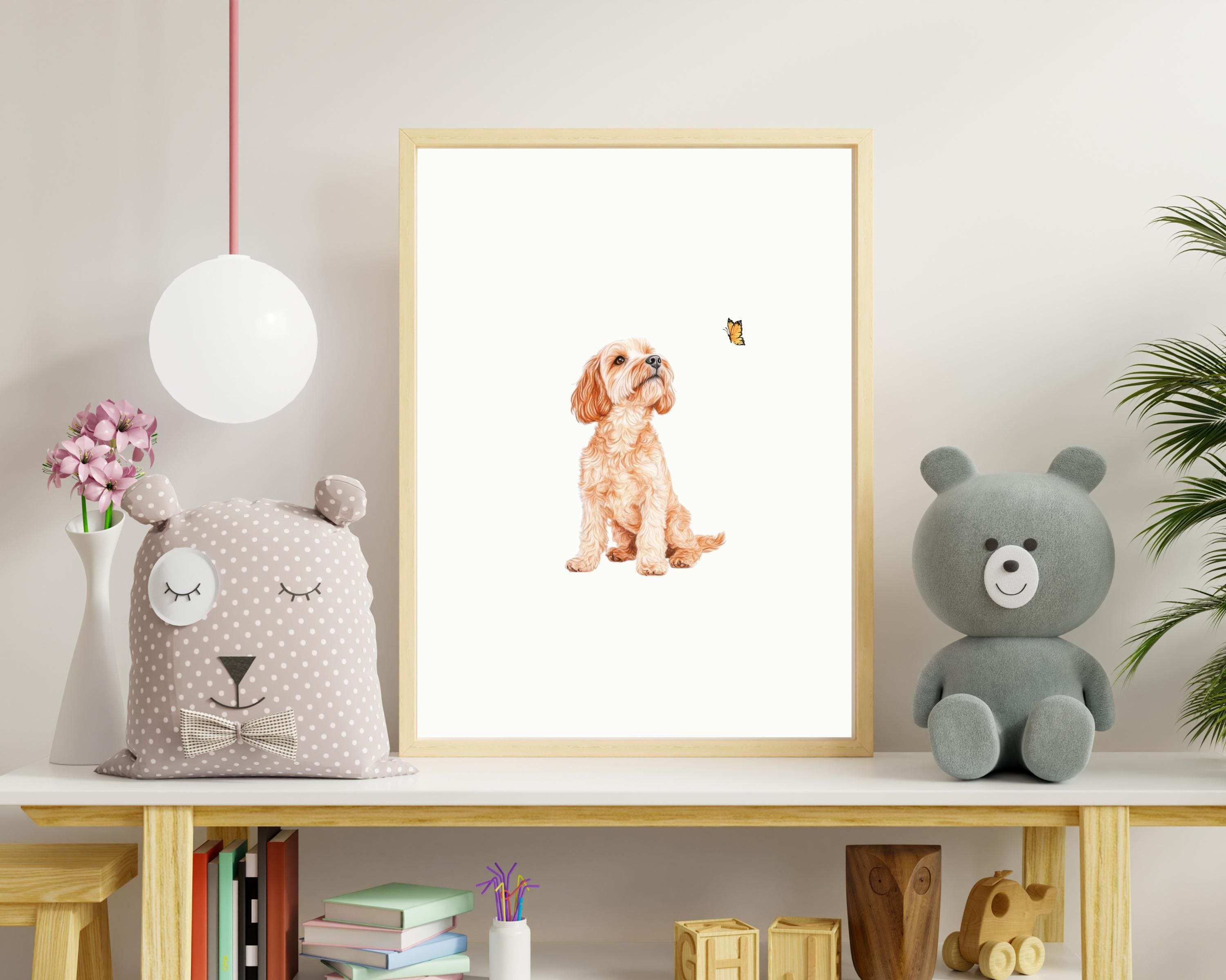 ミニゴールデンドゥードルの子犬プリントセット：保育園の壁アート（デジタルダウンロード） - Etsy 日本, image size:3000x2399