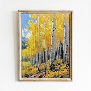 Golden Aspens in Autumn - Vibrant Forest Printable Art for Home Decor | Art Academi