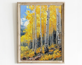 Golden Aspens in Autumn - Vibrant Forest Printable Art for Home Decor | Art Academi