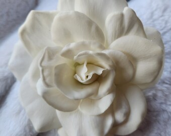 Real Touch White Gardenia Hair Flower Clip