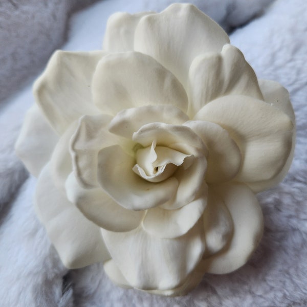 Real Touch White Gardenia Hair Flower Clip