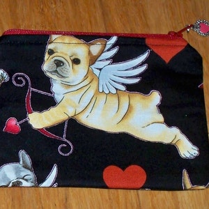 Large Coin Purse, 4&quot; x 6&quot;, Zipper w/Charm Pull, Your Choice, Lightly Padded, Washable, Pugs, Dogs