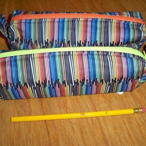 Pencil or Pens Pouch, Padded, 9&quot; long, Colored Pencil Print Fabric, Use for anything!