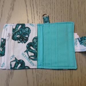 Mini Wallet for Small Purses or hang on Key Chain, 4 1/4" x 3 1/4" Closed, Card Pockets, Coin Zip, Harry Potter Inspired, House, Snake