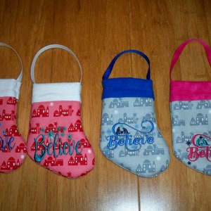 Homemade Machine Embroidered 6" Stockings. Perfect Gift, Gift Card Holder, Small Gift, Nativity, Believe