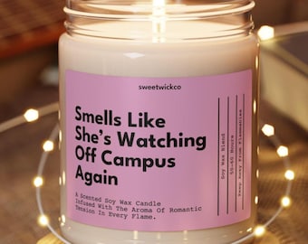 Smells Like Shes Watching Off Campus, Off Campus Merch, Garrett Graham Gift, Hockey Romance Candle, Briar University