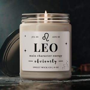 Leo Zodiac Candle: Astrology Birthday Gift, Halloween Decor