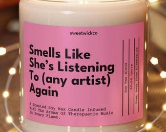 Custom Candle, Personalized Candle Gift, Custom Music Candle for Music Lover, Favorite Artist Song Candle, Personalized Name Candle