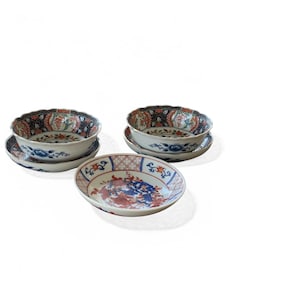 Vintage Chinese Signed and Hand painted Collectible Imari bowels and saucers