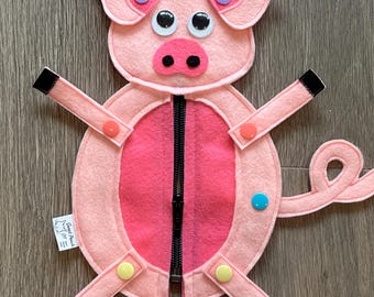 Zip and Snap Piglet- Fine Motor & ADL Learning Toy