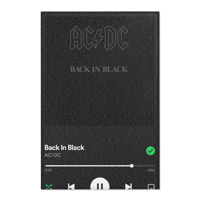 AC/DC 'back in Black' Inspired Area Rug Rock 'n' Roll Home Decor Soft ...