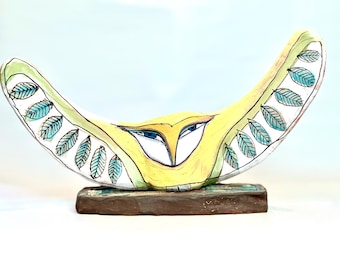 Handmade Clay Owl Art: Colorful Glazed Sculpture