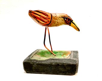 Bird art, sacred art, colorful bird figurine, "Beauty Bird Dancng in the Freedom and Power of the Moment."