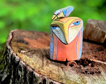 Escultura de búho de arcilla hecha a mano, figura de cerámica esmaltada de colores, regalo único y conmovedor para la inauguración de una casa, ideal para familiares, amigos y amantes de la naturaleza.
