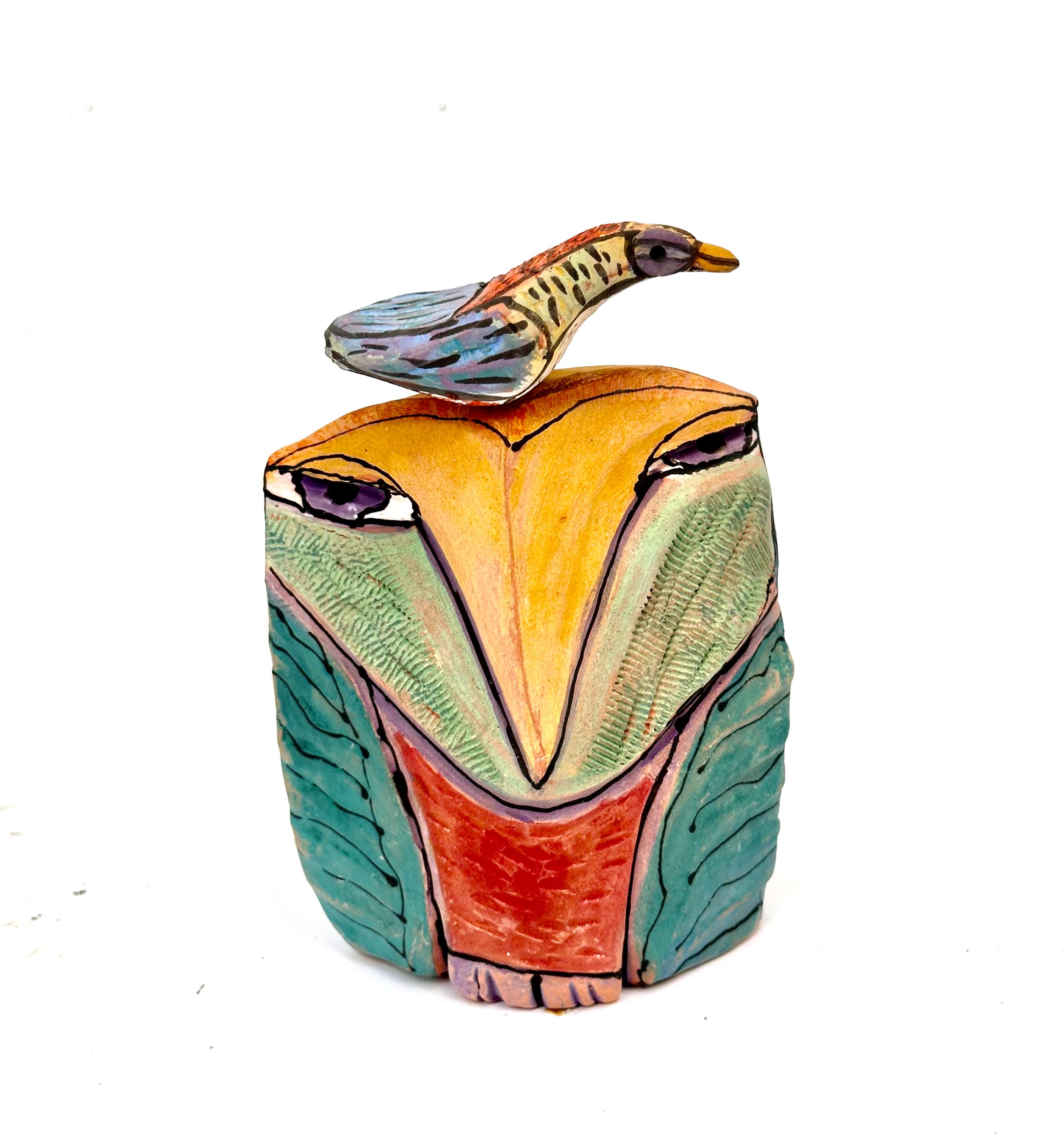 Handmade Ceramic Owl Sculpture: Red Earthenware Clay Art