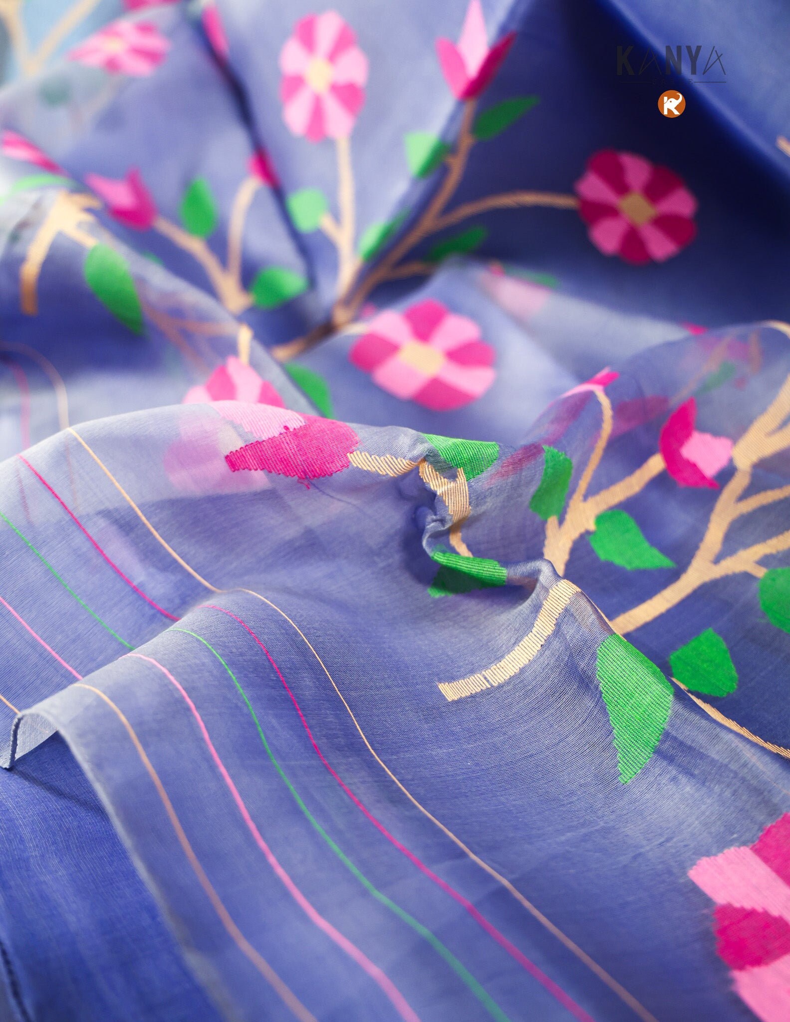 Multi-Colour Plain Muslin Saree main image 0