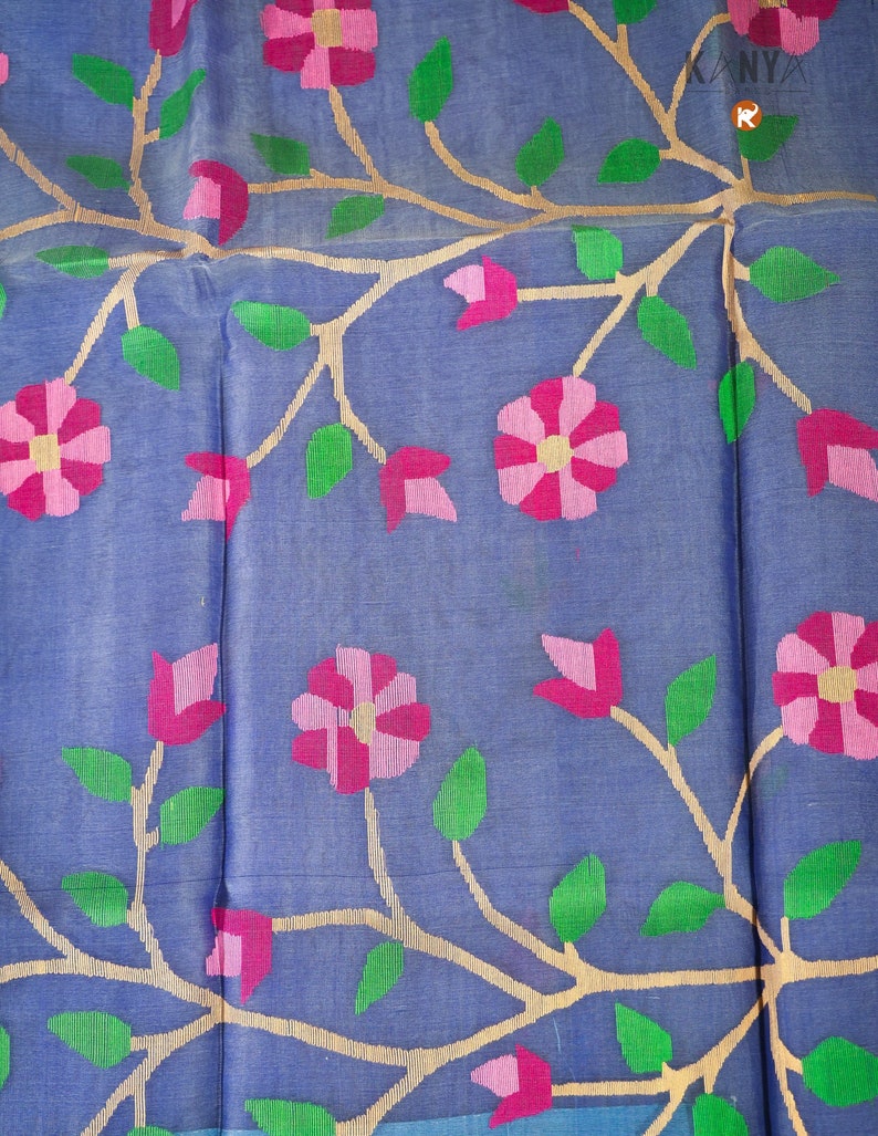 Green Muslin Saree with Multicolour Stripes main image 1