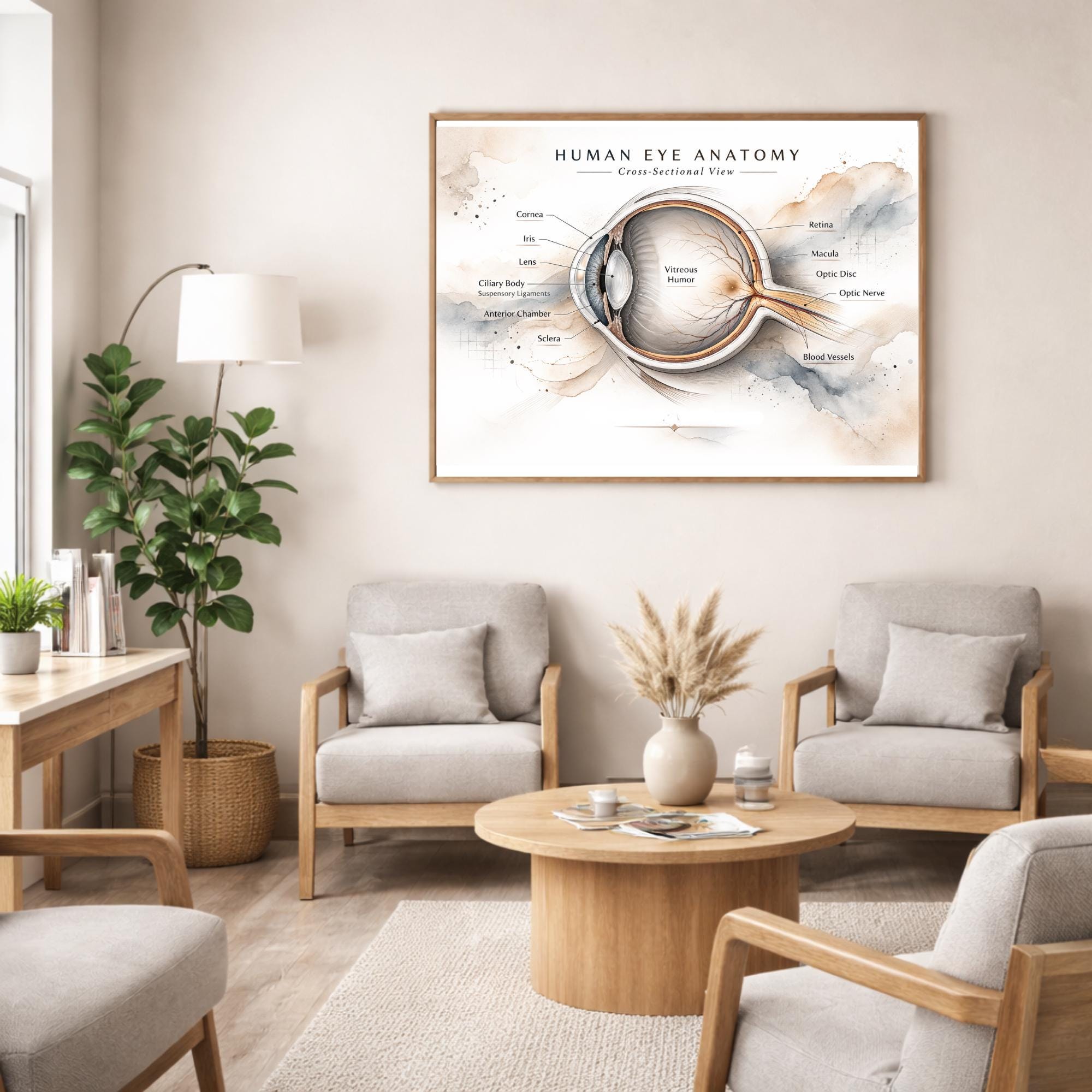 Optometry Mural Optometrist Office Decor | Eye Doctor Print | Human Cross Section ...