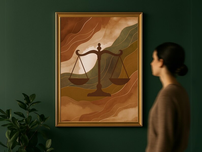 Printable Scales of Justice Wall Art, Modern Lawyer Office Decor, Law ...