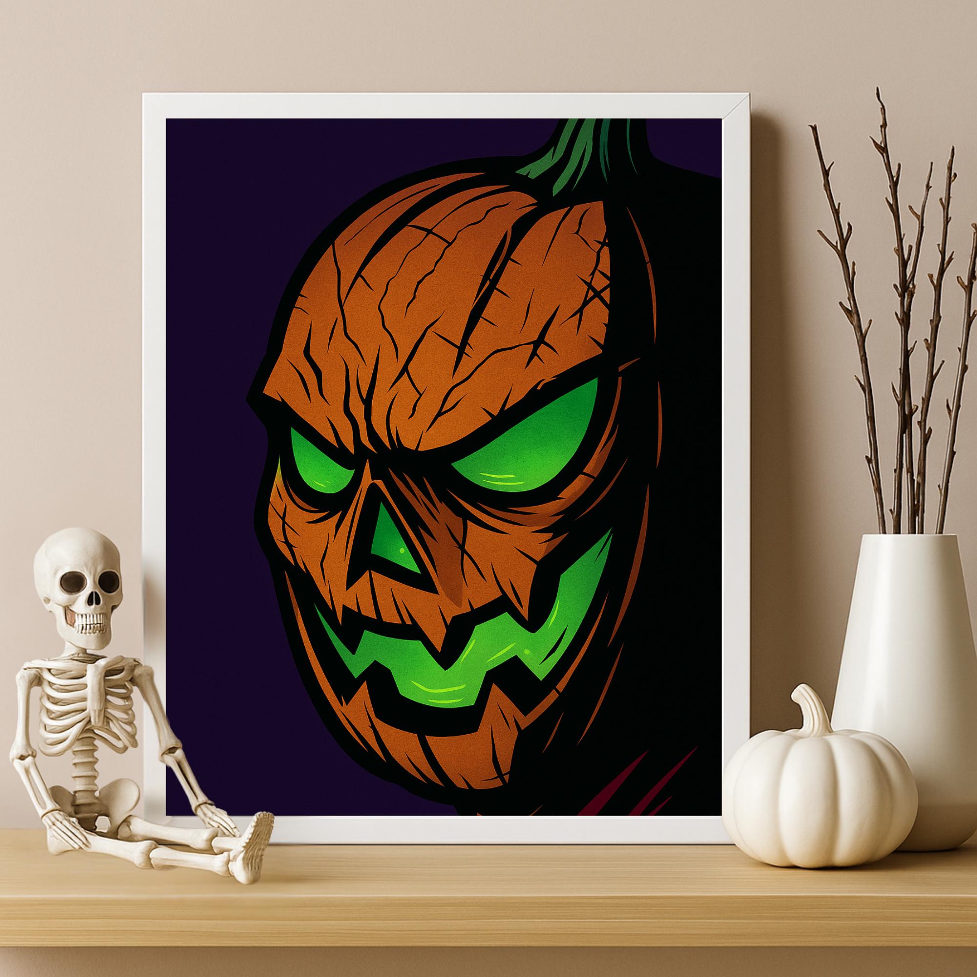 Creepy Jack O Lantern Wall Art, Scary Halloween Decor, Haunted House ...