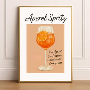 Aperol Spritz Print, Spritz Bar Sign, Cocktail Recipe Art, Italian Kitchen Wall Art Aperol Spritz Poster Alcohol Lover Gift Digital Download