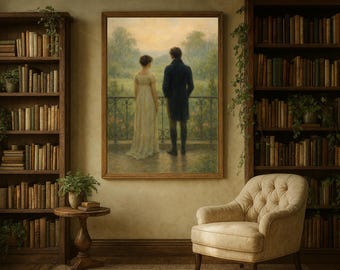 Stolthet och fördom väggkonst, Jane Austen väggkonsttryck, boklig dekor, Jane Austen-presenter, Mr. Darcy, läshörnsdekor, digital nedladdning