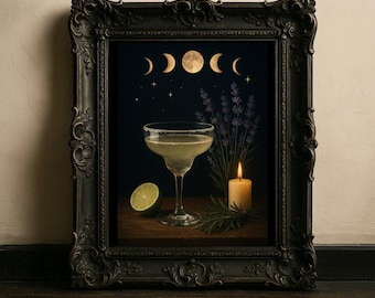 Printable Witchy Wall Art, Dark Cottagecore, Practical Midnight Margaritas Print, Summerween Whimsigoth Decor, Witch Aesthetic Halloween Art