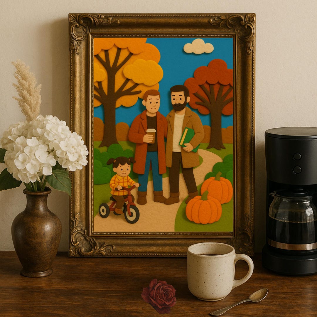 Fall Lgbtq Printable LGBTQ Family Fall Wall Art, Felt Textured Gay Dads Print ...