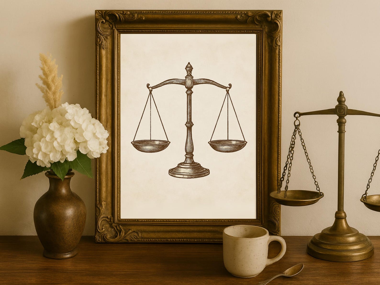 Scales of Justice Wall Art, Lawyer Office Decor, Elegant Law Print ...