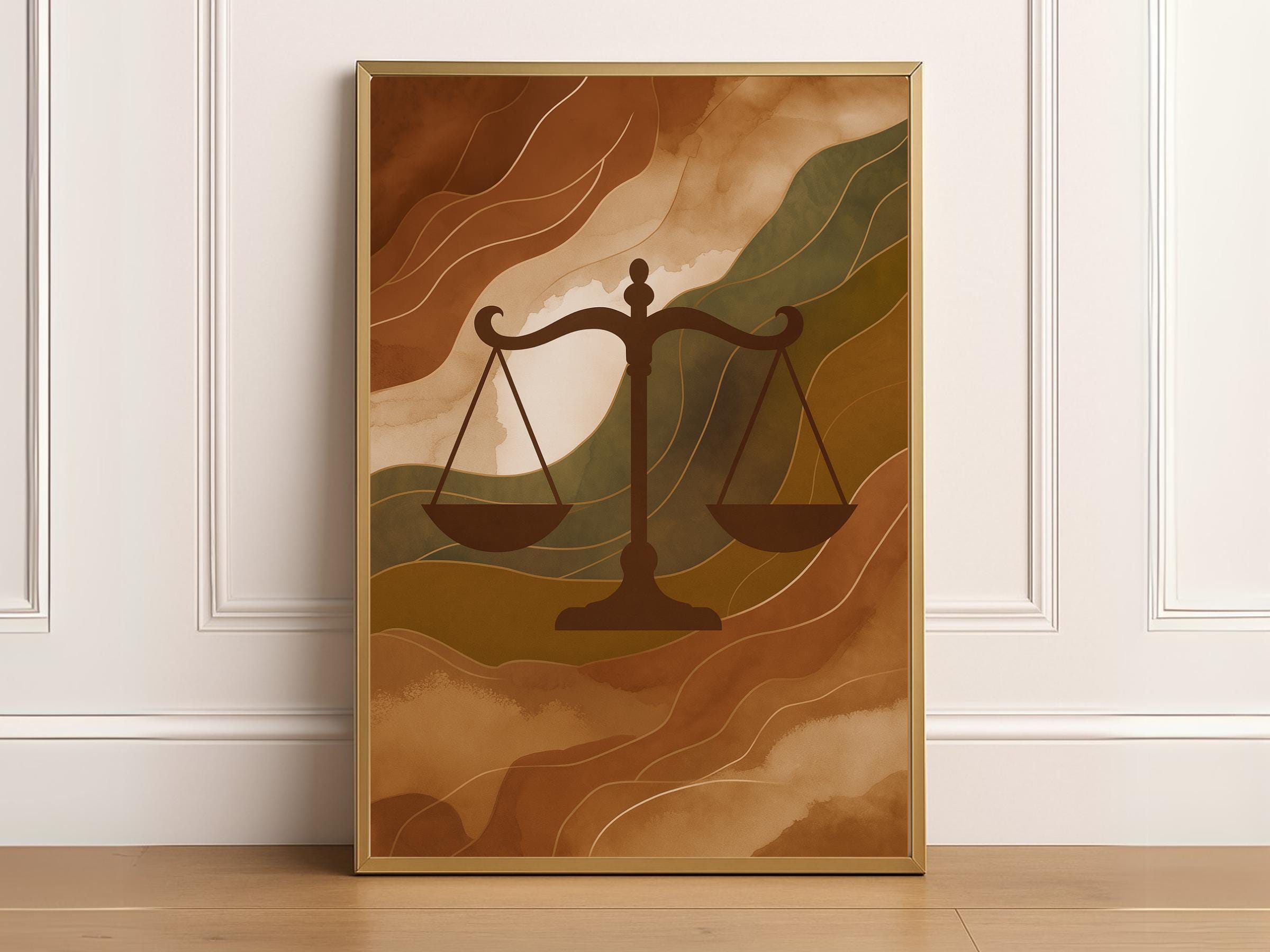 Printable Scales of Justice Wall Art, Modern Lawyer Office Decor, Law ...