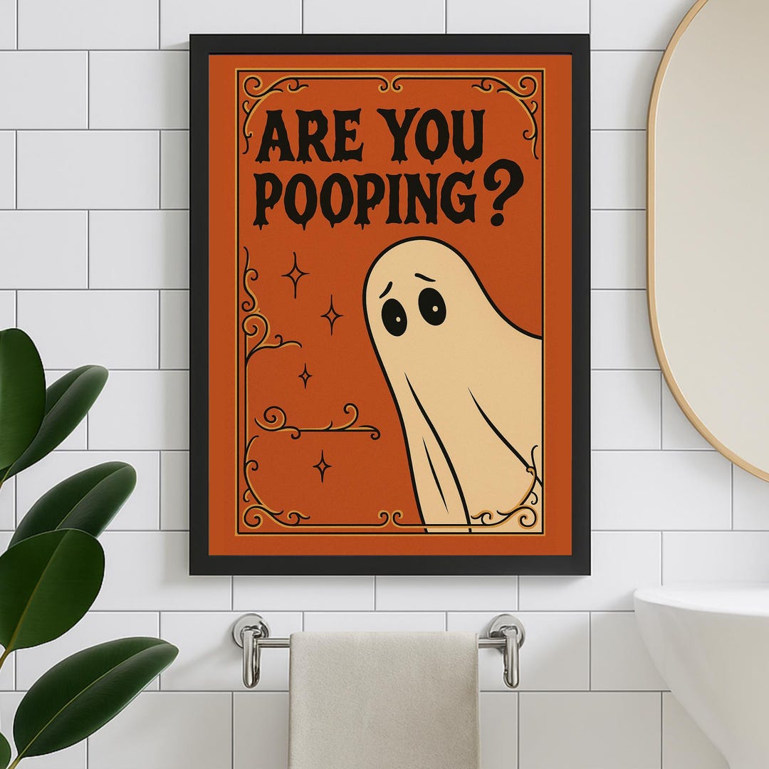 Are You Pooping Ghost Print, Halloween Decor, Funny Bathroom Wall Art ...