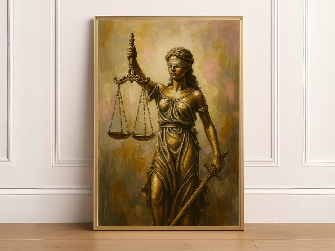 Lady Justice Wall Art, Lawyer Office Decor, Elegant Law Print Digital ...