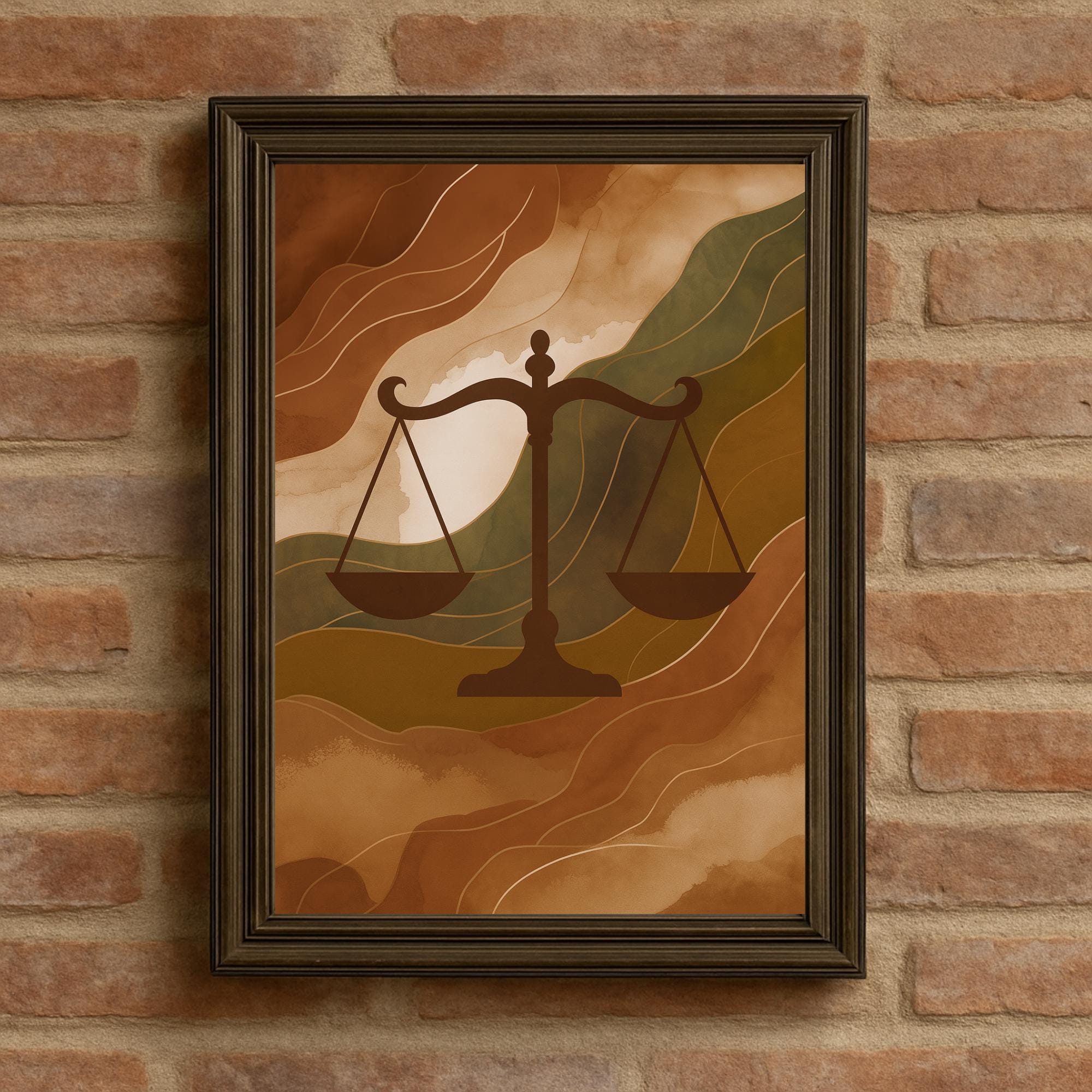 Printable Scales of Justice Wall Art, Modern Lawyer Office Decor, Law ...
