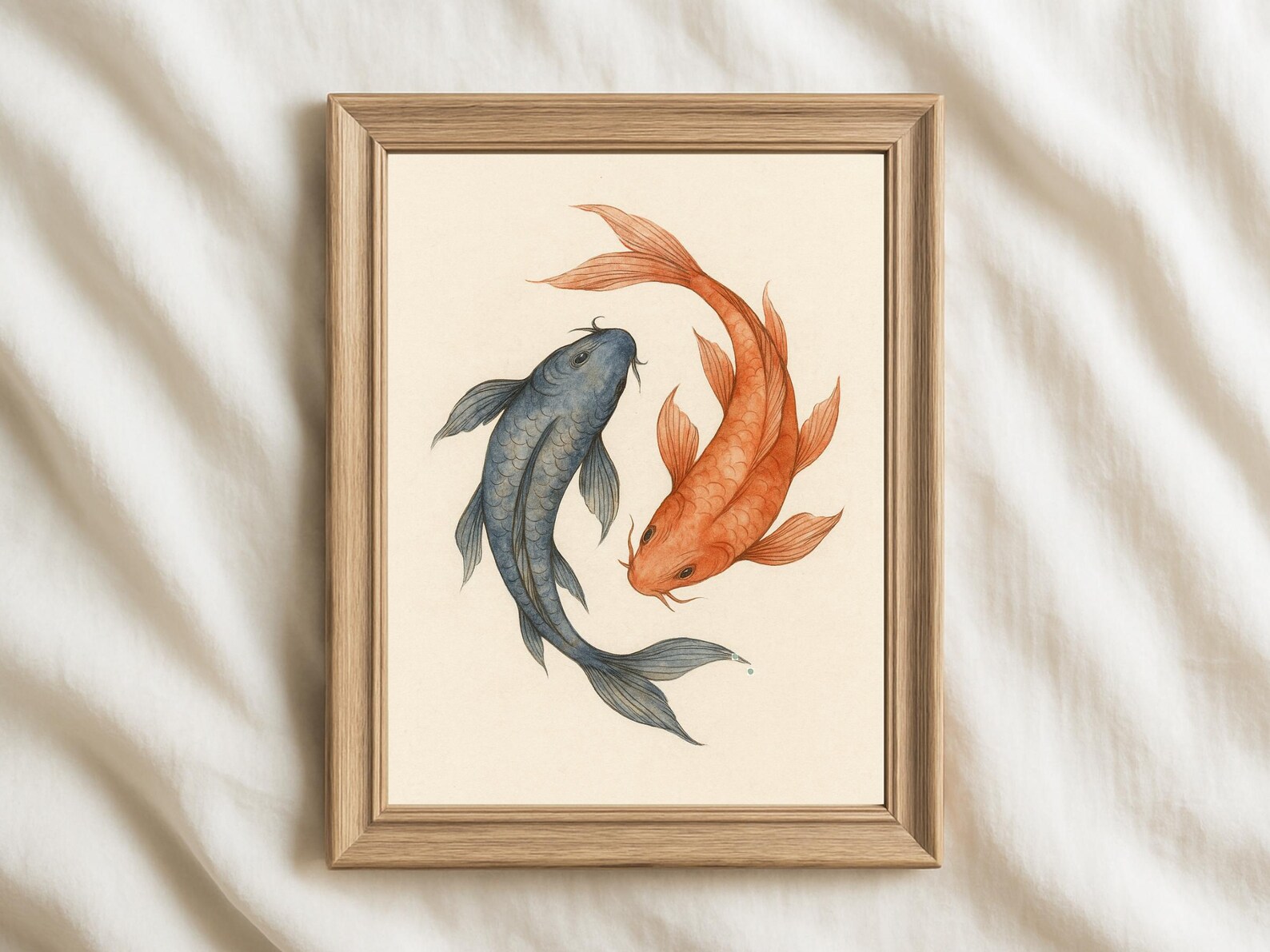 Printable Koi Fish Wall Art, Japandi Yin Yang Print, Zen Japanese Fish ...