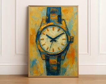 Druckbare mechanische Uhr Wandkunst, Zeitmesser Druck, abstrakte Uhr Kunst, maskuline Wandkunst männlich Haus Büro Dekor, digitaler Download