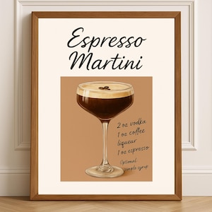 Espresso Martini Print, Cocktail-Rezept Wand Kunst Espresso Martini Home Bar Zeichen Küche Dekor druckbare Alkohol Liebhaber Geschenk Digital Download