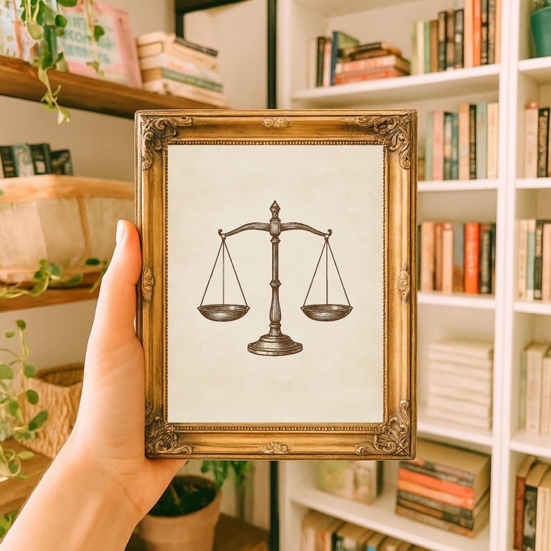 Scales of Justice Wall Art, Lawyer Office Decor, Elegant Law Print ...