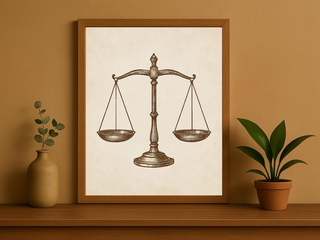 Scales of Justice Wall Art - Lawyer Office Decor - Elegant Law Print ...
