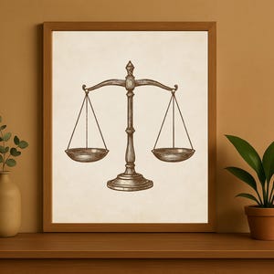 Scales of Justice Wall Art, Lawyer Office Decor, Elegant Law Print ...