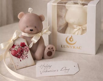 Hand-Poured Teddy Bear Candle | Valentine's Day Gift