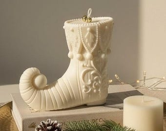Hand-Poured Soy Elf Boot Candle, Christmas Home Decor