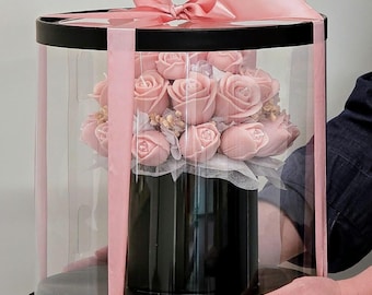 Mother’s Day Candle Flower Bouquet Gift Box, Rose & Tulip Candle Arrangement, Luxury Gift for Mom, Handmade Floral Candle Decor