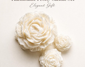 Peony Candle Set Gift for Mom, Handmade Floral Candles, Mother’s Day Gift, Luxury Home Decor, Romantic Candle Set