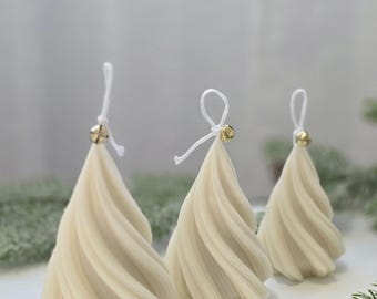 Christmas Candle – Spiral (Ribbed/Layered) Tree Soy Candle | Minimalist Holiday Decor & Ready to Gift