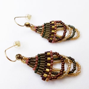 Dressy Beaded Dangle Earrings in Fall Colors, Unique Glass Bead Earrings image 7