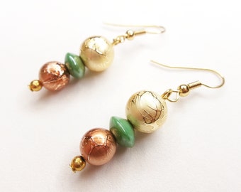 Spring Colors Lightweight Drop Earrings, Light Colored Metallic Finish Acrylic Beads.