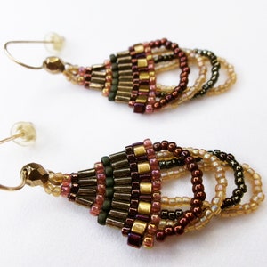 Dressy Beaded Dangle Earrings in Fall Colors, Unique Glass Bead Earrings image 8