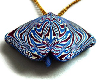 Butterfly Pendant Necklace on Chain, One of a Kind Blue and Purple Insect Jewelry