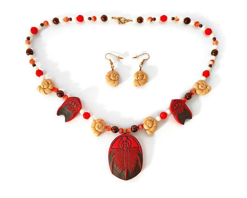 Polymer Clay Trilobite Statement Jewelry Set