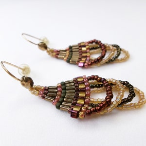 Dressy Beaded Dangle Earrings in Fall Colors, Unique Glass Bead Earrings image 5